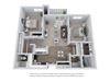 2 bed 2 bath 3D Floor Plan C